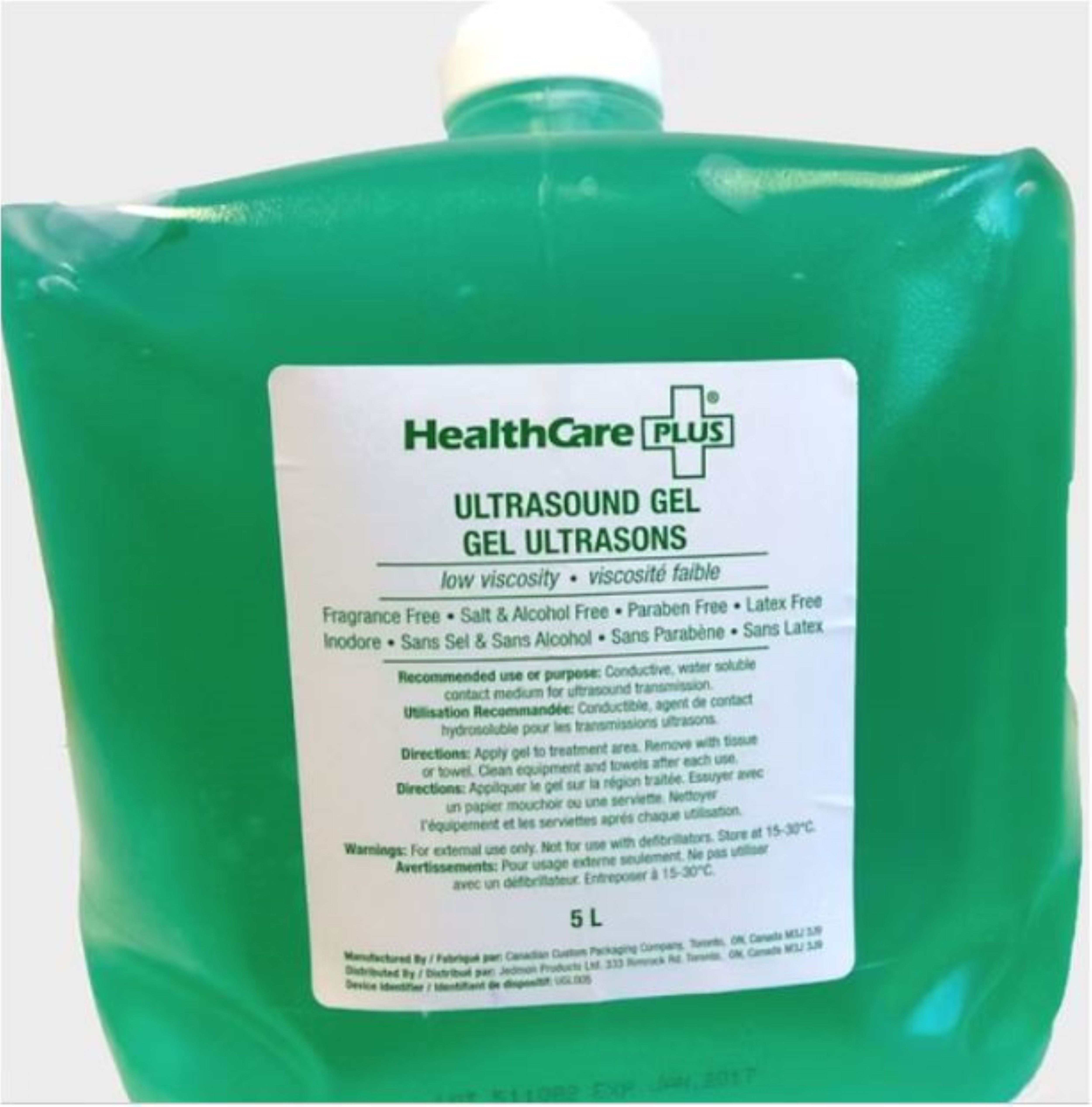 Ultrasound Gel 5L Green Low w/